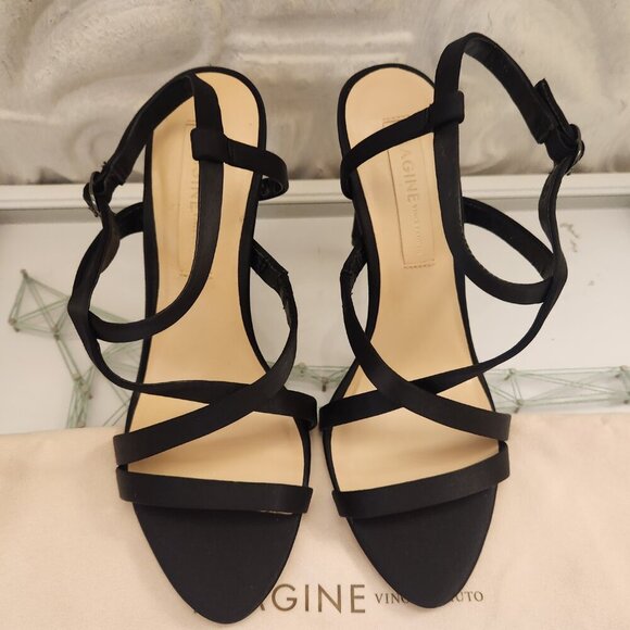 Imagine Vince Camuto Ramsey Black Satin Heeled Sandals. NIB. Size 8.5 - Picture 5 of 11